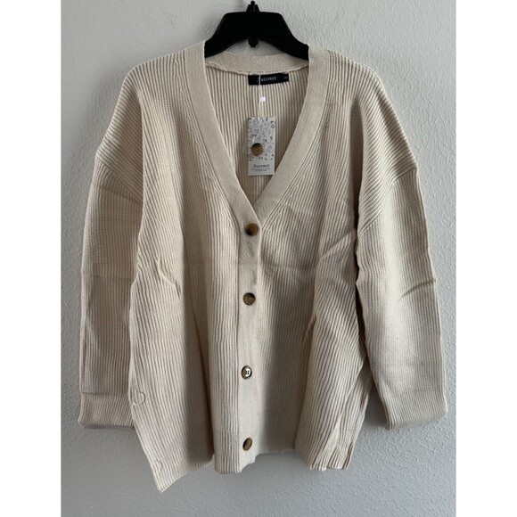 Womens Oversized Cardigan Sweater Fall Outfit Cloth Fashion V neck Small Apricot - Picture 5 of 16